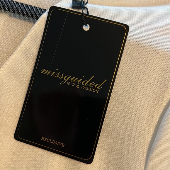 Short White and Tan Dress with Sheer Panel - Picture 3 of 4